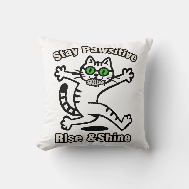 Cojín Decorativo Gato Mantén Positividad (Anverso)