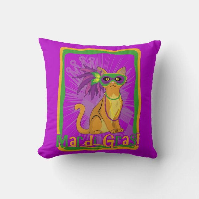 Cojín Decorativo Gato Mardi Gras (Anverso)