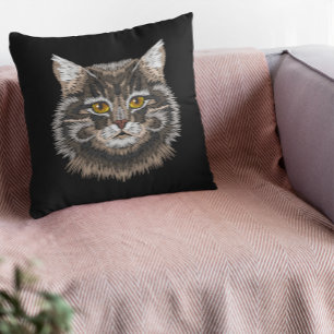 Cojín Decorativo Gato Marrón Blanco Negro Tom