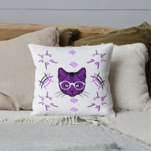 Gato Mascota Morado Negro Blanco Patrón Moderno Pe
