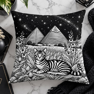 Cojín Decorativo Gato Mau Egipcio Bajo las Pirámides