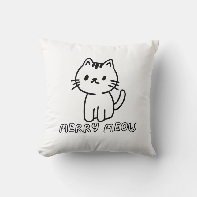 Cojín Decorativo Gato Meow Feliz  (Anverso)