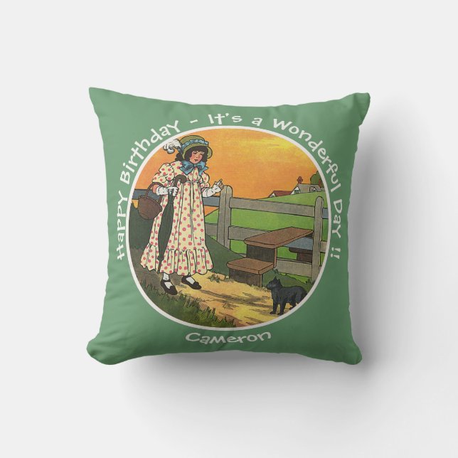 Cojín Decorativo Gato-Michino, ¿Dónde has estado? Fiesta de cumplea (Anverso)