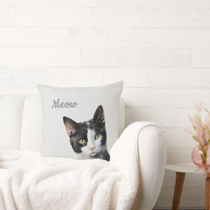 Cojín Decorativo Gato Minino Blanco Negro