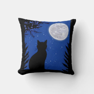 Cojín Decorativo Gato mirando a la luna llena