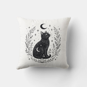 Cojín Decorativo Gato místico bajo la luna