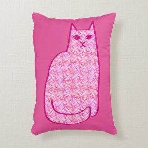 Cojín Decorativo Gato moderno de mediados de siglo, fucsia y rosa c