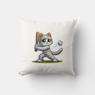 Cojín Decorativo Gato momia béisbol calabaza Halloween. Tanque supe
