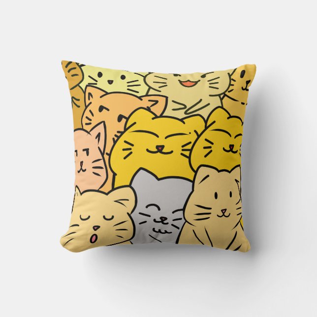 Cojín Decorativo Gato multitud (Anverso)