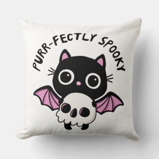 Cojín Decorativo Gato Murciélago Cute de Halloween - Chiste Espeluz