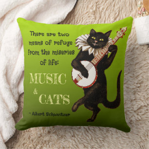 Cojín Decorativo Gato Musical Adorable Dos Medios de Refugio Schwei