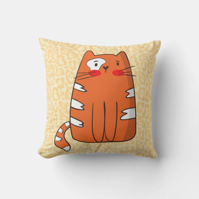Cojín Decorativo Gato Naranja (Anverso)