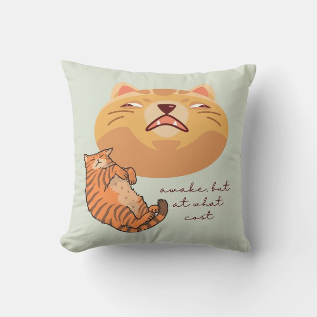 Cojín Decorativo Gato Naranja Cansado (Anverso)