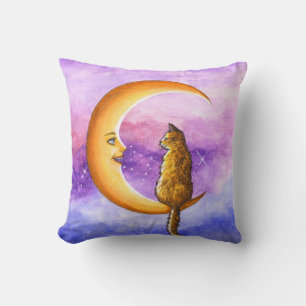 Cojín Decorativo Gato naranja en la Luna 673