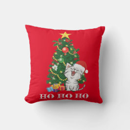 Cojín Decorativo Gato navidad con árbol de Navidad
