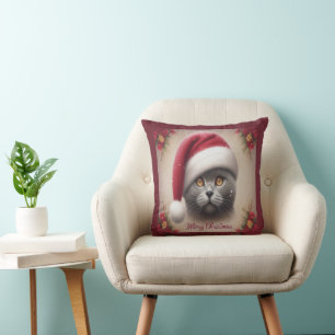 Cojín Decorativo Gato navideño en Bombay, Feliz Navidad en Bombay
