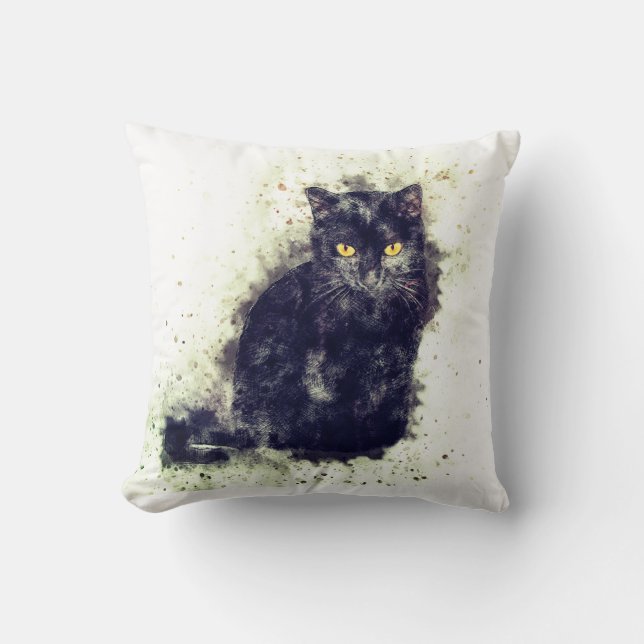 Cojín Decorativo Gato negro acuático (Anverso)