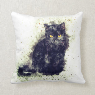 Cojín Decorativo Gato negro acuático
