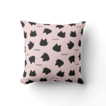 Gato Negro Adorable Patrón Rosa Meow Gatito