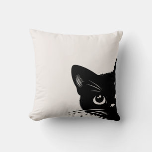 Cojín Decorativo Gato negro adorable que mira