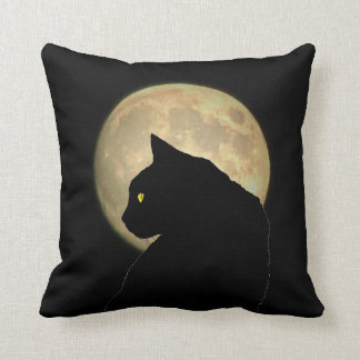 Cojín Decorativo Gato negro bilateral y Luna Llena