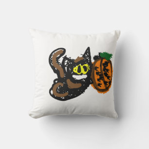 Cojín Decorativo Gato negro camino de calabaza genial