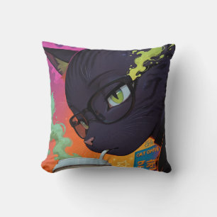 Cojín Decorativo Gato negro de anime místico