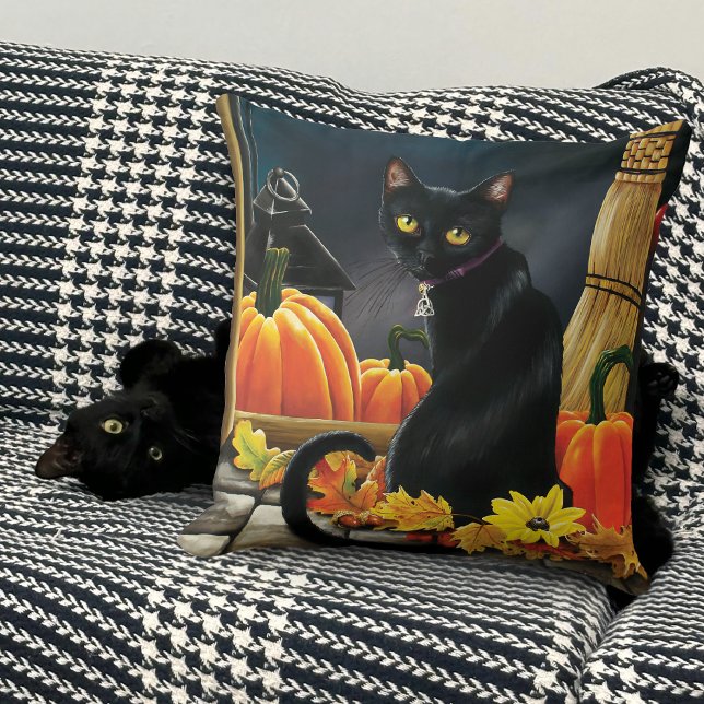 Cojín Decorativo Gato negro de Halloween (Subido por el creador)