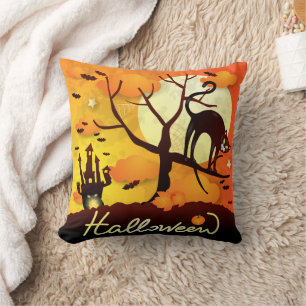 Cojín Decorativo Gato negro de Halloween