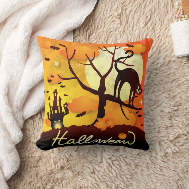Cojín Decorativo Gato negro de Halloween (Manta)