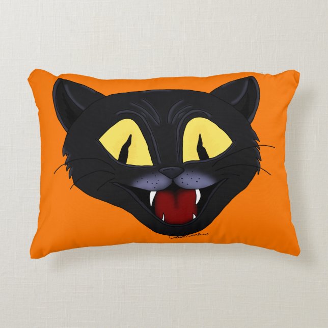 Cojín Decorativo Gato negro de Halloween (Anverso)