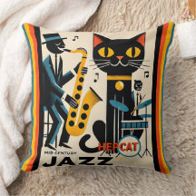 Gato negro de la era del jazz de mediados de siglo