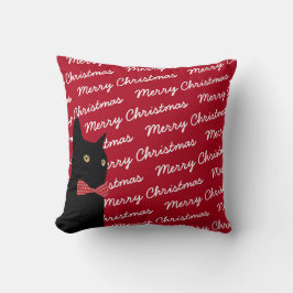 Cojín Decorativo Gato negro de las Felices Navidad