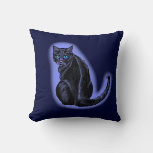 Cojín decorativo gato negro de ojos azules