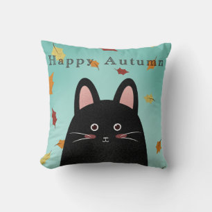 Cojín Decorativo Gato negro de otoño feliz