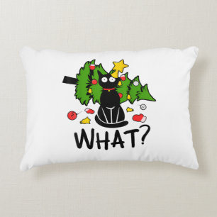Cojín Decorativo Gato Negro Divertido Árbol de Navidad Merry Santa 
