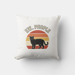 Cojín Decorativo Gato Negro Divertido Ew Gente Diseño Retro Vintage