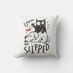 Cojín Decorativo Gato Negro Divertido Perro Cuchillo Sangriento Cri
