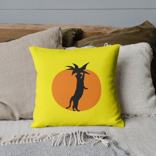 Cojín Decorativo Gato Negro Divertido Tomate Naranja Amarillo Brill
