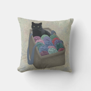 Cojín Decorativo Gato negro en bolsa de hilo 