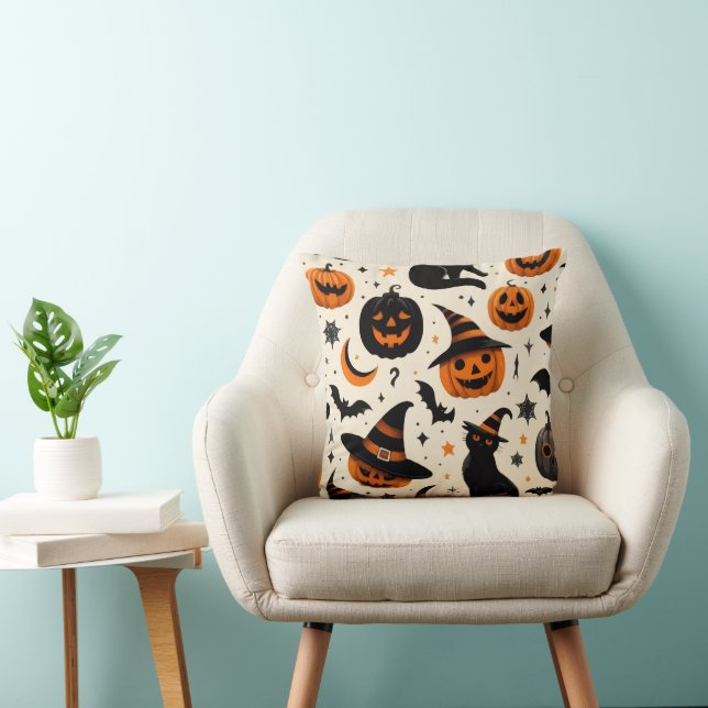 COJÍN DECORATIVO GATO NEGRO EN HALLOWEEN (Silla)