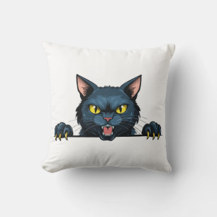 Cojín Decorativo Gato negro enojado