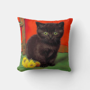 Cojín Decorativo Gato negro estilo Van Gogh