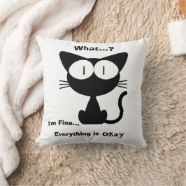 Cojín Decorativo Gato Negro, Gato Lindo, Patrón de Gato, Moderno 