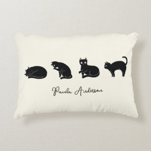 Cojín Decorativo Gato negro gracioso personalizable
