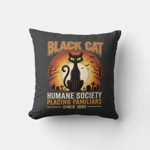 Cojín Decorativo Gato Negro Halloween Familiar Antiguo Cementerio D