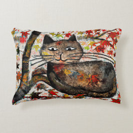 Cojín Decorativo Gato negro inky y gato otoñal Accent Pillow