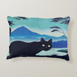 Cojín Decorativo Gato negro inky y gato otoñal Accent Pillow