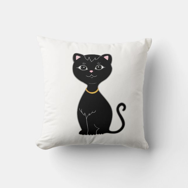 Cojín Decorativo Gato negro lindo (Anverso)