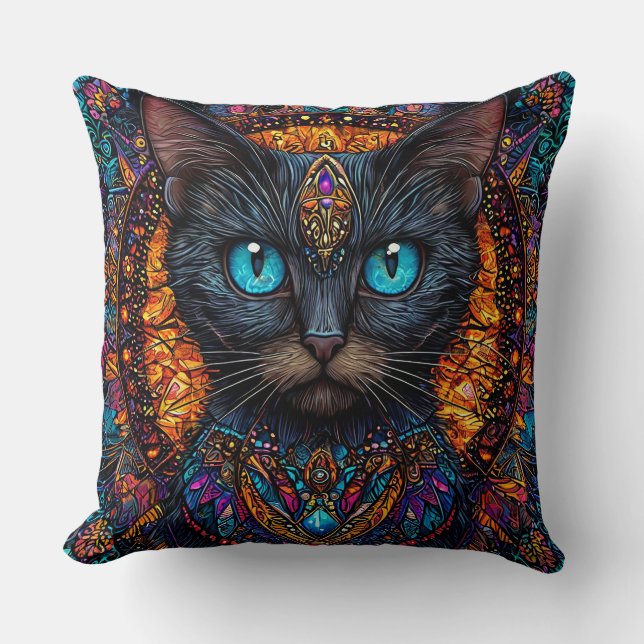 Cojín Decorativo Gato negro lindo (Anverso)